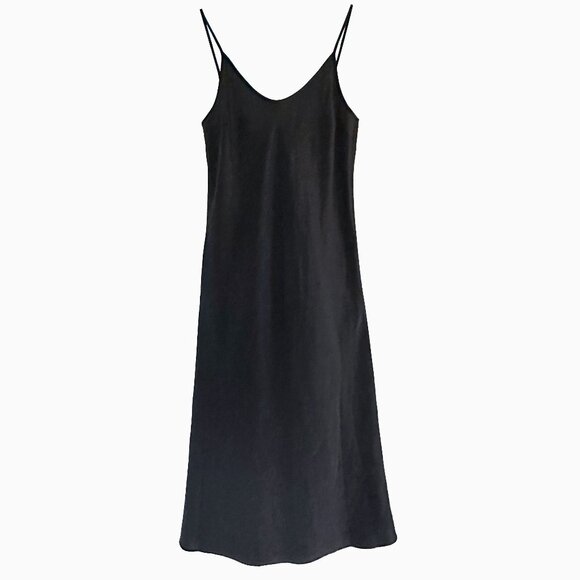 Uniqlo Dresses & Skirts - Uniqlo Satin Silky Black Maxi Slip Dress Spaghetti Straps Chic Coquette 90s Sz S